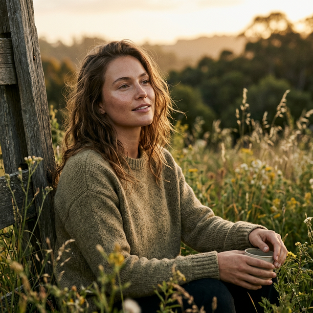 Radiant woman outdoors representing natural skincare